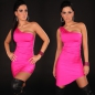 Preview: Sexy Minikleid in pink, asymmetrisch mit Strass